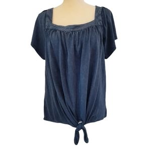 New Directions Navy Short Sleeve Blouse NWOT Size M